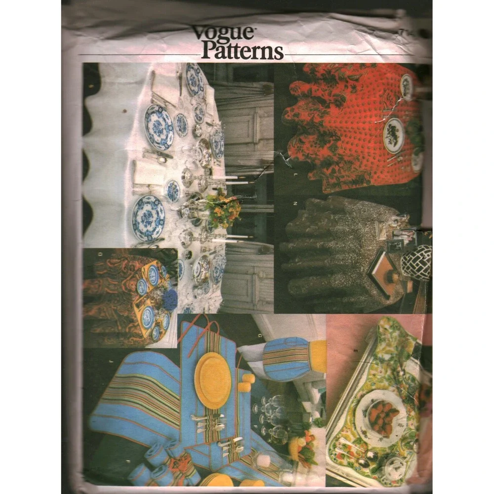 Vintage Vogue 1714 Table Linens Sewing Pattern Napkins Placemats Apron Runners